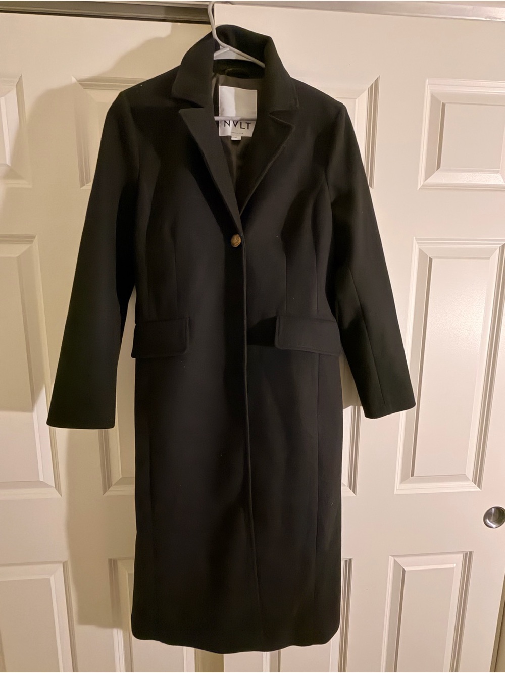 NVLT Black Long Single-Button Trench Coat